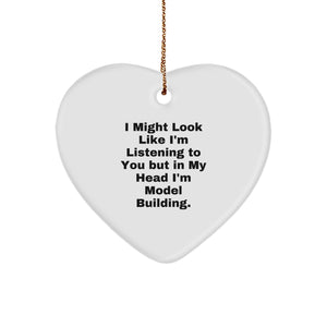 Model Building Enthusiasts Gifts from Friends for Christmas - Funny Heart Ornament - Image 1