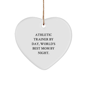 Athletic Trainer Gifts by Day, Heart Ornament By Night - Funny Quote, Christmas Unique Gifts from Mom to Athletic Trainer - Image 1