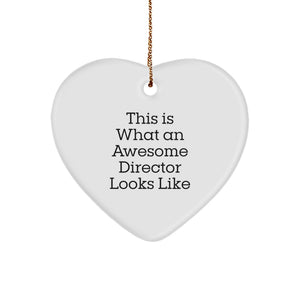 Funny Director Gifts from Friends for Christmas - This Is What An Awesome Director Looks Like Heart Ornament - Image 1