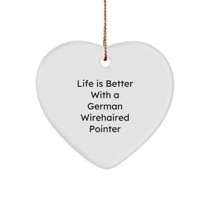 Funny German Wirehaired Pointer Dog Christmas Heart Ornament, Gifts from Men to Friends with a German Wirehaired Pointer Dog Lover - Image 1