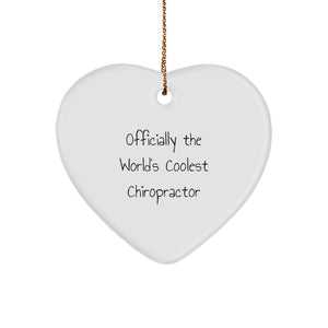 Funny Chiropractor Gifts from Friends for Chiropractor Christmas Unique Gifts - 'Officially The World's Coolest Chiropractor' Heart Ornament - Image 1
