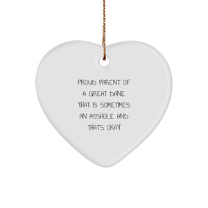 Funny Great Dane Dog Lover Gifts from Friends to Family - Heart Ornament for Christmas - Image 1