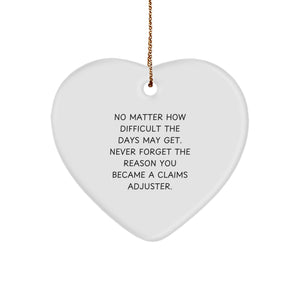 Claims Adjuster Heart Ornament, Funny Inspirational Quote Gifts for Men Women Friends Coworkers Family, Christmas Unique Decorations from Gifts for Claims Adjuster - Image 1