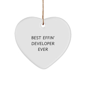 Funny Developer Gifts, Heart Ornament for Men, Women, or Coworkers - Best Effin' Developer Ever Christmas Unique Gift for Developer Friends - Image 1