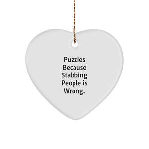 Funny Puzzle Gifts for Family, Friends, and Coworkers - Heart Ornament Christmas Unique Gifts from Men - Image 1