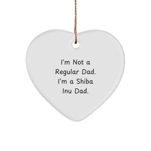 Shiba Inu Dad Christmas Heart Ornament Gifts from Family to Shiba Inu Dog, Funny Quote, Heartwarming Unique Gifts for Men, Women, Friends, Coworkers, Family - Image 1