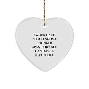 English Springer Spaniel Dog Lover's Heart Ornament, Funny Quote, Gifts from Friends to Family, Christmas Unique Presents - Image 1