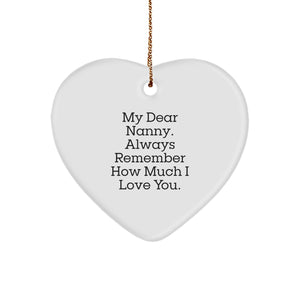 Warm Wishes Nanny Gifts from Family - Heart Ornament with 'My Dear Nanny' Quote, Perfect for Christmas - Image 1