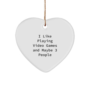 Funny Video Games Heart Ornament, Gifts for Gamers, Playing Video Games Enthusiasts, Christmas Unique Gifts from Men - Image 1