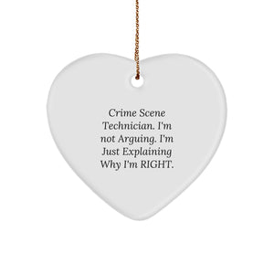 Crime Scene Technician Gifts, Funny Heart Ornament, 'I'm Not Arguing, I'm Just Explaining Why I'm Right', Christmas Unique Gifts from Friends to Crime Scene Technician - Image 1