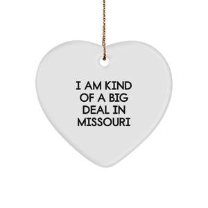 Funny Missouri Heart Ornament Gifts from Men to Friends, Unique Christmas Decorations for Women from Missouri, Heart Shaped MDF, Funny Quote I Am Kind Of A Prime Selection In Missouri - Image 1