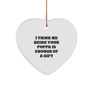 Funny Poppa Heart Ornament Gifts from Men for Christmas Unique Poppa Gifts - Image 1