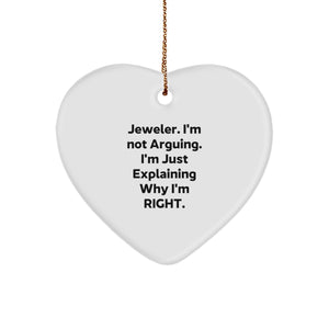 Funny Heart Ornament Gifts from Men to Jeweler Friends, Christmas Unique Jeweler Gifts for Heart Ornament Lovers, Funny Jeweler Heart Shaped Ornament - Image 1