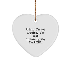Funny Pilot Heart Ornament Gifts for Him, Pilot Christmas Unique Gifts from Friends, Pilot Inspirational Decorations - Image 1