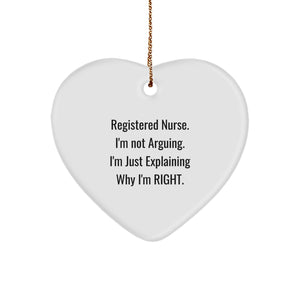Gifts from Family for Registered Nurses, Funny Heart Ornament with Inspirational Quote, Christmas Unique Decorations - Image 1