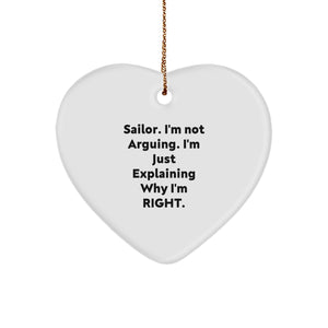 Sailor Gifts from Friends for Men - Heart Ornament with Funny Quote, Perfect for Christmas Unique Gifts - Image 1