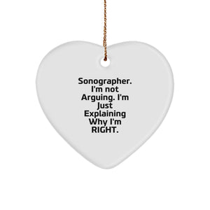 Funny Sonographer Gifts from Friends for Christmas Unique Heart Ornament - Image 1