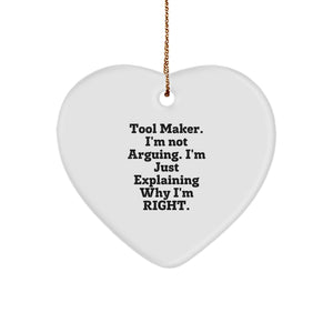 Funny Tool Maker Heart Ornament Gifts from Men to Tool Maker for Christmas Unique Presents - Image 1