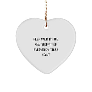Funny Stepfather Gifts, Keep Calm Heart Ornament, Stepfather of the Year, Christmas Unique Gifts from Family, Gifts for Stepfather - Image 1