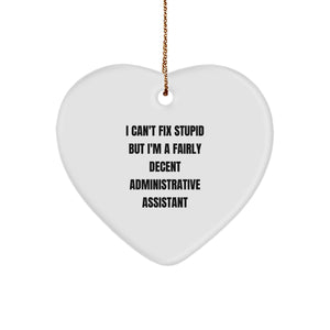 Funny Administrative Assistant Gift, Heart Ornament for Christmas Unique Gifts from Friends, Coworkers, Family to Administrative Assistant Men, Women - Image 1