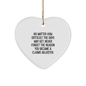 Funny Claims Adjuster Heart Ornament Gifts from Friends and Family for Christmas Unique - Image 1