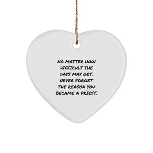 Funny Priest Heart Ornament Gifts from Men to Priest, Christmas Unique Gifts for Priest, Heart Shaped Priest Ornaments with Inspirational Quote - Image 1