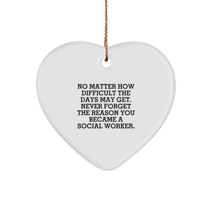 Funny Inspirational Social Worker Gifts from Men to Women, Heart Ornament Christmas Unique Gifts for Social Worker Friends, Coworkers, Family - Image 1