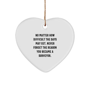 Funny Surveyor Gifts Heart Ornament - Gifts from Men to Surveyor Friends, Heart Shaped, Inspirational Quote, Christmas Unique Gifts for Family - Image 1