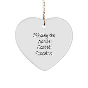 Funny Executive Gifts from Men, Officially The World's Coolest Executive Heart Ornament for Christmas - Image 1