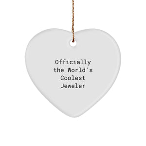 Jeweler Gifts, Heart Ornament, Funny 'Officially The World's Coolest Jeweler' Christmas Unique Gifts from Friends to Family - Image 1