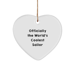 Funny Sailor Gifts from Friends for Sailor Christmas Unique Ornaments Heart Shaped Officially The World's Coolest Sailor - Image 1