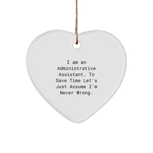 Funny Administrative Assistant Heart Ornament Gifts from Friends for Administrative Assistant, Unique Christmas Unique Gifts for Men Women Coworkers Family - Image 1