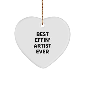 Funny Artist Gifts from Friends for Artist - Best Effin' Artist Ever Heart Ornament, Christmas Unique Gifts for Artist, Artist Artistic Heart Decoration - Image 1