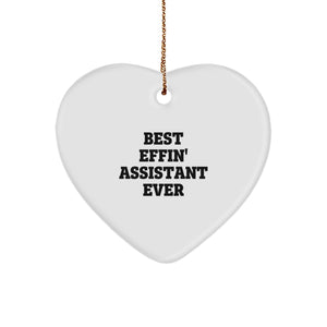 Funny Assistant Gifts, Best Effin' Assistant Ever Heart Ornament, Christmas Unique Gifts from Friends for Assistant - Image 1