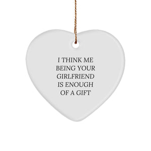 Gifts from Men to Sweetheart, Heart Ornament with Funny Quote, Christmas Unique Gifts - Image 1