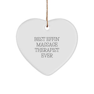 Funny Massage Therapist Gifts from Friends, Christmas Unique Heart Ornaments for Best Effin' Massage Therapist Ever, Gifts for Massage Therapist - Image 1