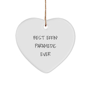 Funny Rescue Worker Gifts from Friends for Rescue Worker Men - Best Effin' Rescue Worker Ever Heart Ornament - Image 1