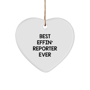 Funny Reporter Heart Ornament Gift for Friends, Gifts from Men to Women, Best Effin' Ever Christmas Unique Heart Shaped Ornament - Image 1