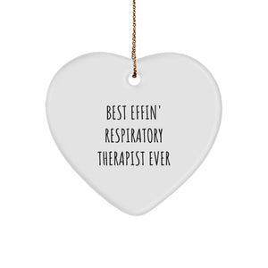 Funny Gifts for Respiratory Therapist - Best Effin' Ever Heart Ornament, Handmade Christmas Decor for Men, Women, Coworkers, Family Members - Image 1