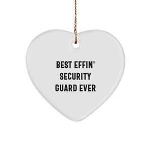 Funny Security Guard Gifts from Men, Women, Friends, Coworkers, Family - Heart Ornament Best 'effin' Security Guard Ever, Christmas Unique - Image 1