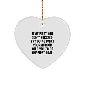 Funny Author Heart Ornament Gifts from Men for Author Friends and Family Christmas Unique Gifts - Image 1