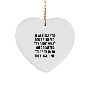 Funny Drafter Gifts from Friends, Coworkers, or Family - Heart Ornament for Christmas - Image 1