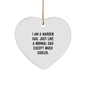 Warden Dad Gifts from Husband, Funny Heart Ornament for Warden Husband, Christmas Unique Gifts for Him - Image 1