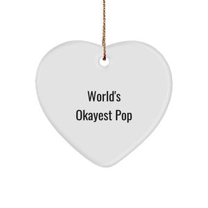 Funny World's Okayest Pop Heart Ornament, Gifts from Family, Friends, or Coworkers for Men, Women, and Pop Fans, Christmas Decoration - Image 1