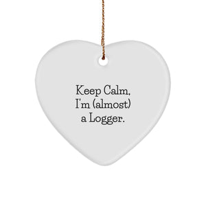 Logger's Heart Ornament Gifts from Men - 'Keep Calm, I'm (almost) A Logger.' Christmas Decoration for Friends, Women, or Coworkers - Image 1