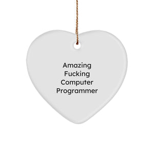 Funny Computer Programmer Gifts from Men for Christmas Unique Heart Ornament - Image 1