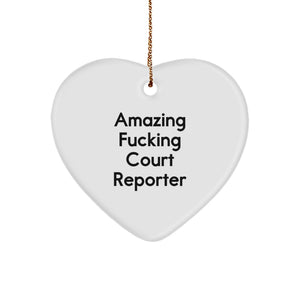 Funny Court Reporter Gifts from Friends, Amazing Court Reporter Heart Ornament, Christmas Unique Gifts for Court Reporter - Image 1