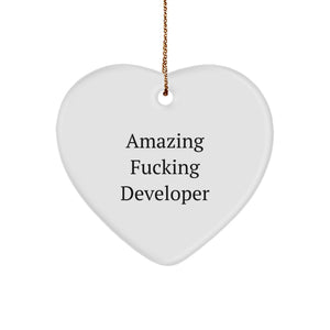 Funny Developer Heart Ornament Gifts from Friends - Gifts for Developer Men, Unique Christmas Unique Gifts - Image 1