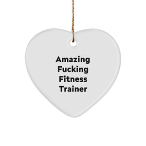 Fitness Trainer Heart Ornament, Funny Gift for Fitness Lovers, Gifts from Friends to Fitness Trainers, Christmas Unique Gifts, Funny Heart Ornament for Fitness Enthusiasts - Image 1