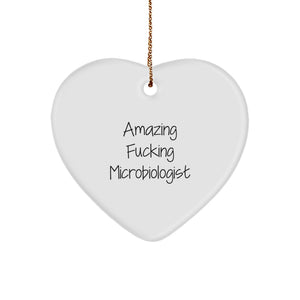 Funny Microbiologist Gift, Heart Ornament for Christmas Unique Gifts from Friends to Microbiologists - Image 1